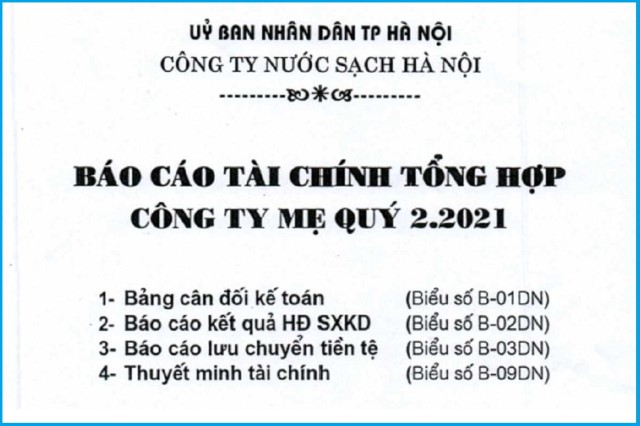 Công bố thông tin Công ty Nước sạch Hà Nội năm 2020